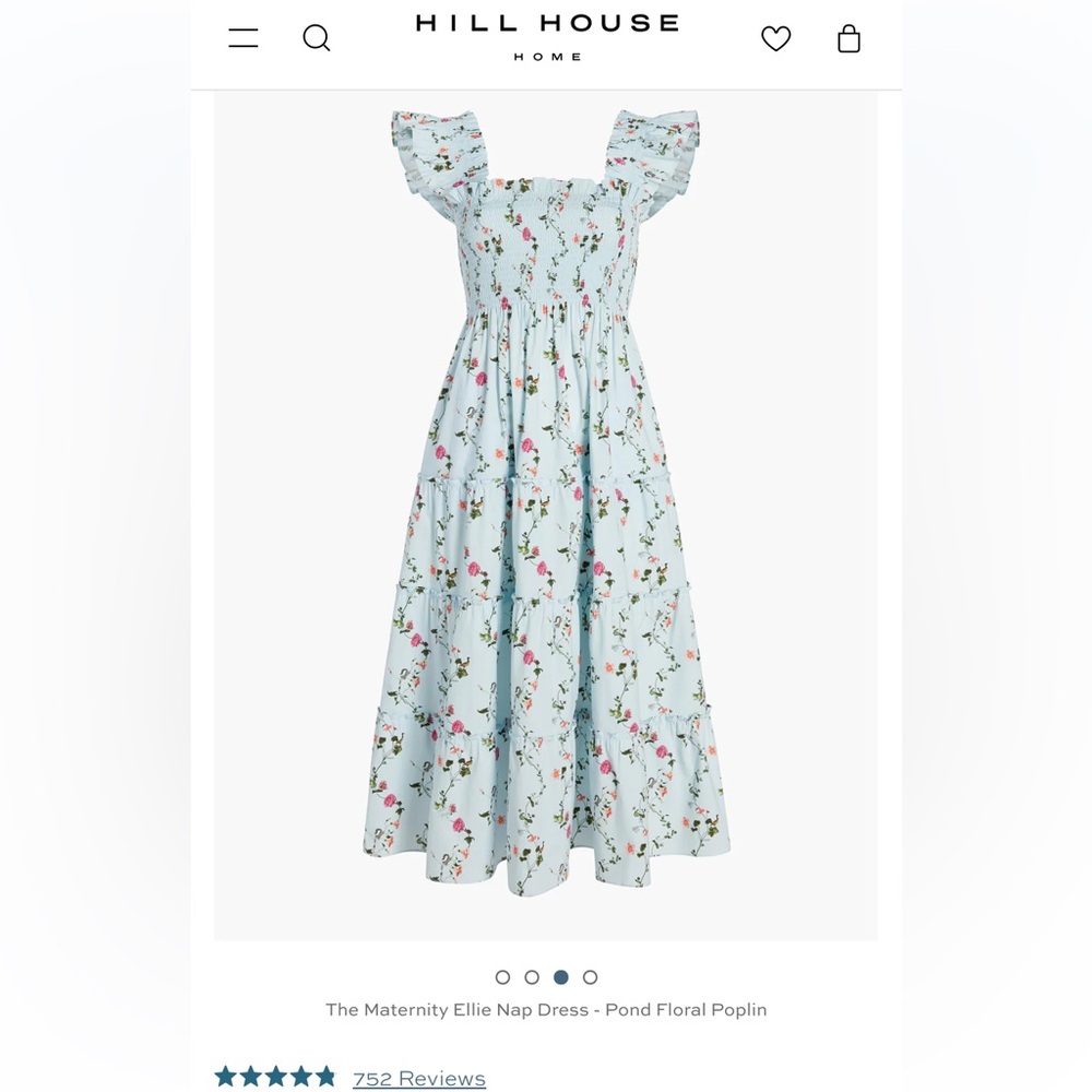 The Maternity Ellie Nap Dress - Pond Floral Poplin and match Belle Bow